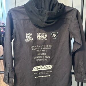 😍H&M Black Youth Jacket with Hood SZ 12-14